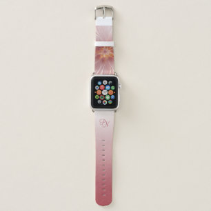 Soft Pink Dream Abstract Fractal Flower Initials Apple Watch Band