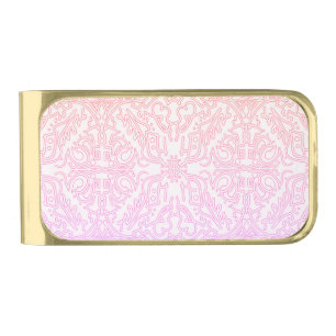 Soft Pink Dream Mandala pattern series Gold Finish Money Clip