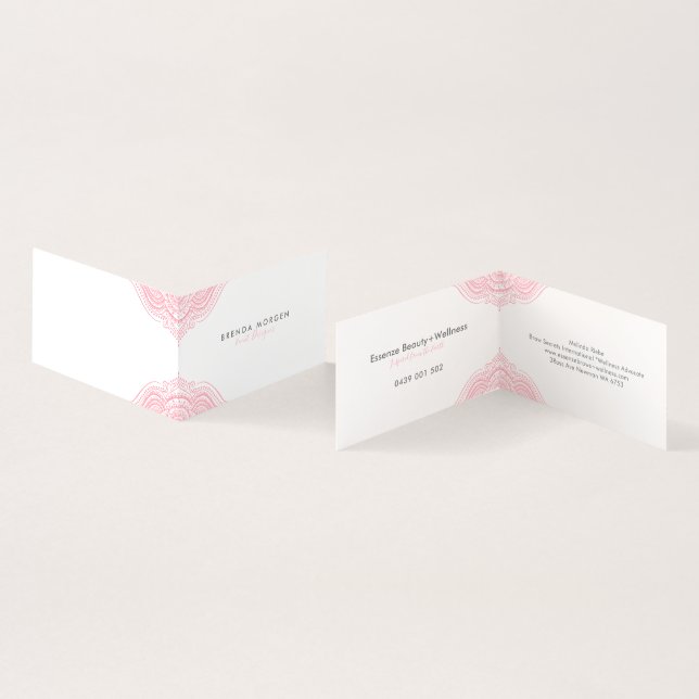 Soft pink elegant mandala business card (Inside and Outside)