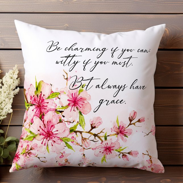 Soft Pink Elegant Spring Flowering Tree Southern Outdoor Pillow (Creator Uploaded)