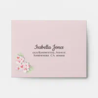 Simple Blush Pink Lined Return Address Envelope