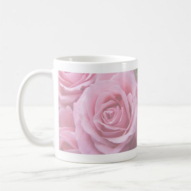 Soft Pink Faded Roses Mug (Left)
