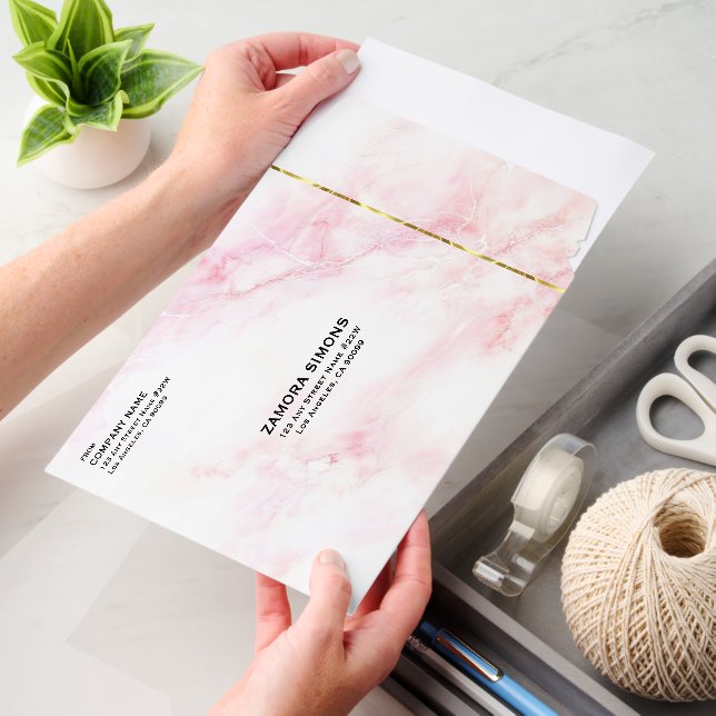 Soft Pink faux marble Envelope Mailers (Desk)