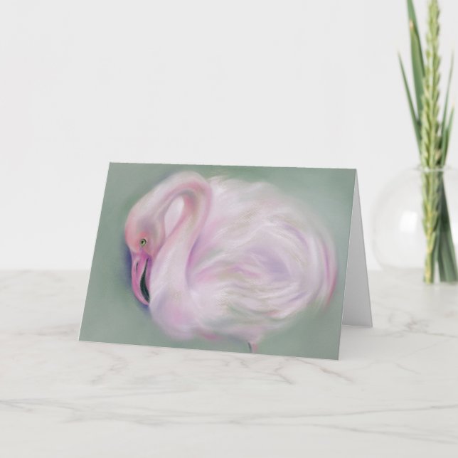 Soft Pink Flamingo Personalized Birthday Card (Front)