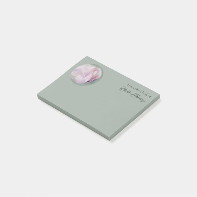 Soft Pink Flamingo Personalized Post-it Notes (Angled)