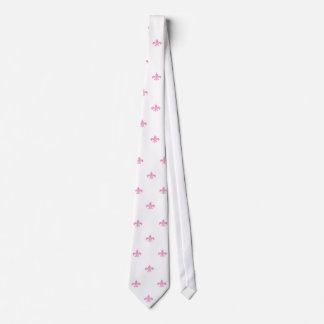 Soft  Pink Fleur de Lis on White Wedding Tie