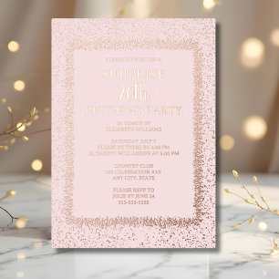 Soft Pink Floral 70th Custom Surprise Birthday     Foil Invitation