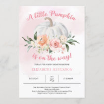 Soft pink floral a little pumpkin baby shower invitation