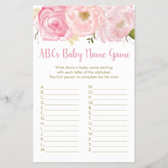 Soft Pink Floral ABCs Baby Name Game | Zazzle.com