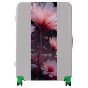 Soft Pink Floral Art Elegant Light Gray Travel Luggage