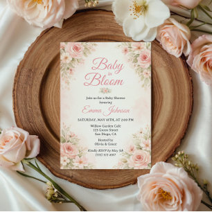 Soft Pink Floral Baby in Bloom Garden Invitation