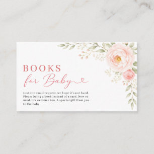Soft Pink Floral Baby Shower Books Request Enclosure Card