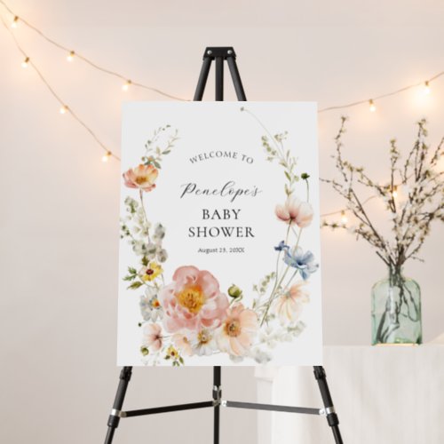 Soft Pink Floral Baby Shower Welcome Foam Board