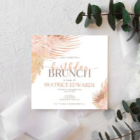 Soft Pink Floral Birthday Brunch Party Invitation 