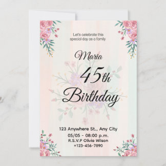 Soft Pink Floral Birthday Celebration Card