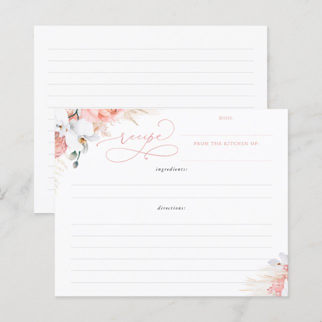 Soft Pink Floral Boho Bridal Shower Recipe (Front/Back)