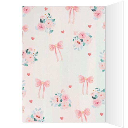 Soft Pink Floral & Bow Pattern – Cute Romantic (Inside (Left))