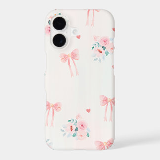 Soft Pink Floral & Bow Pattern – Cute Romantic  iPhone 17 Case
