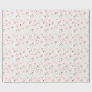 Soft Pink Floral & Bow Pattern – Cute Romantic  Wrapping Paper