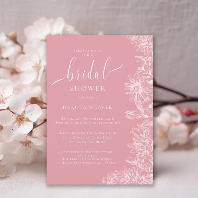 Soft Pink Floral Bridal Shower  Invitation (Creator Uploaded)