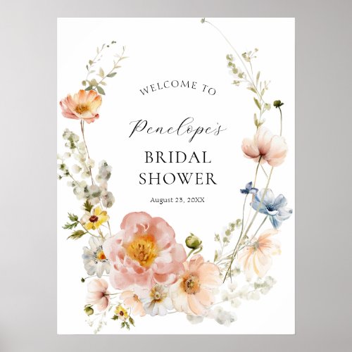 Soft Pink Floral Bridal Shower Welcome Sign