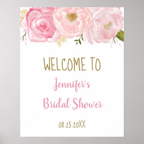 Soft Pink Floral Bridal Shower Welcome Sign
