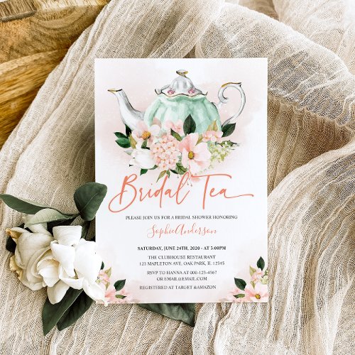 Soft Pink Floral Bridal Tea Party Bridal Shower Invitation