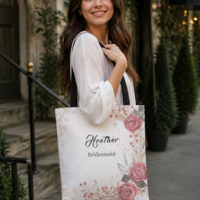 Soft Pink floral bridesmaid tote Bag (Creator Uploaded)