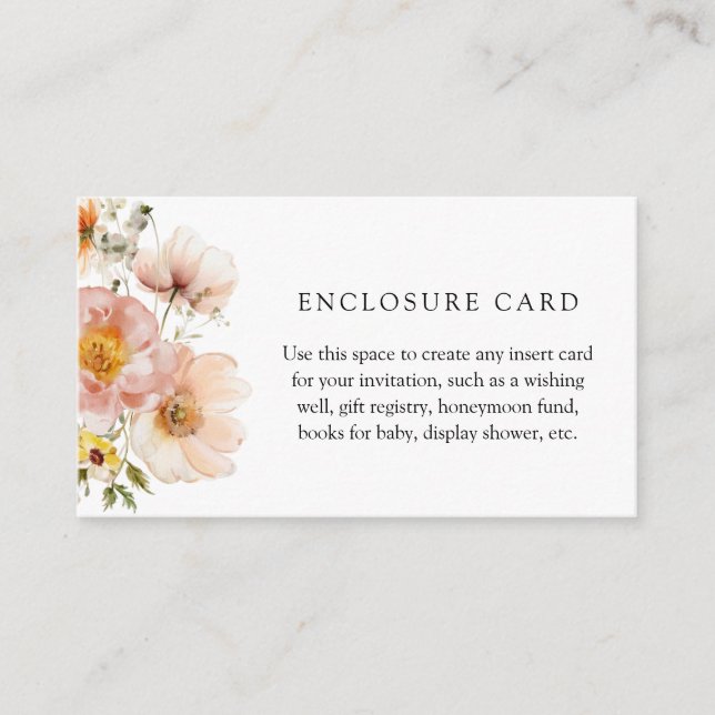 Soft Pink Floral Custom Enclosure Card (Front)