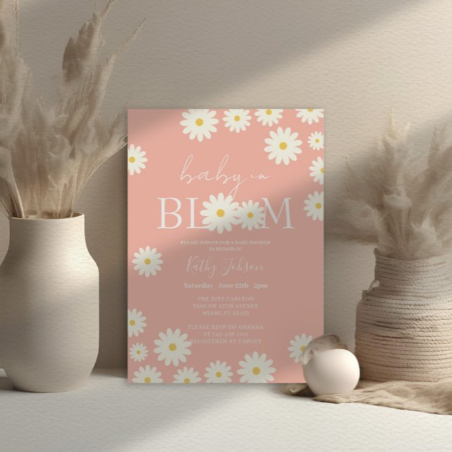 Soft Pink Floral Daisy Baby in Bloom Shower  Invitation (Creator Uploaded)