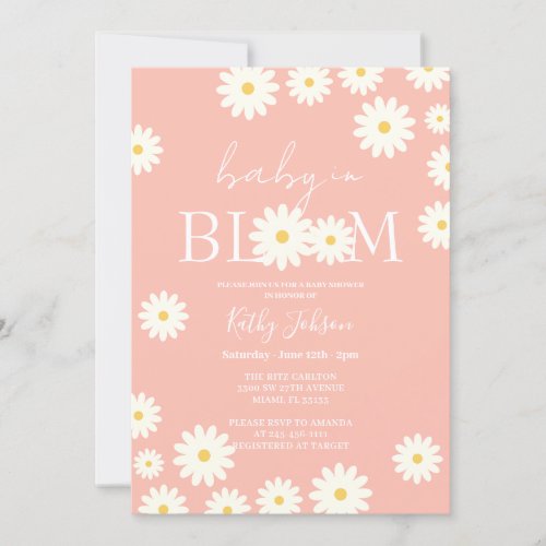 Soft Pink Floral Daisy Baby in Bloom Shower  Invitation