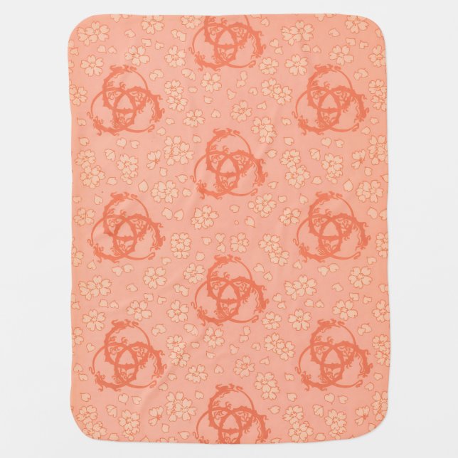 Soft Pink Floral Design Baby Blanket (Front)