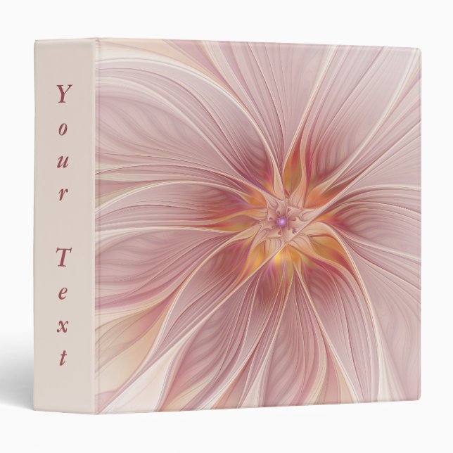 Soft Pink Floral Dream Abstract Art Flower Text 3 Ring Binder (Front/Spine)
