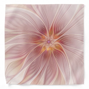Soft Pink Floral Dream Abstract Fractal Art Flower Bandana
