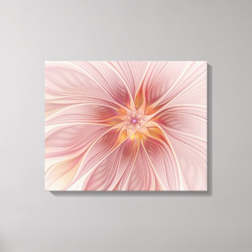Soft Pink Floral Dream Abstract Fractal Art Flower Canvas Print
