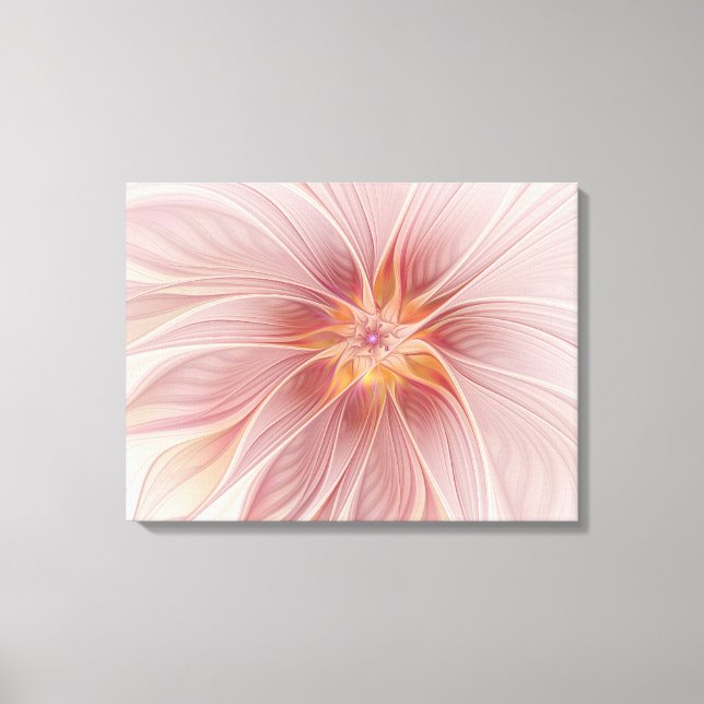 Soft Pink Floral Dream Abstract Fractal Art Flower Canvas Print (Front)