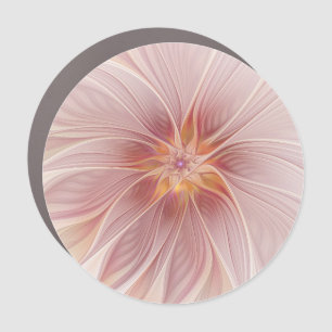 Soft Pink Floral Dream Abstract Fractal Art Flower Car Magnet