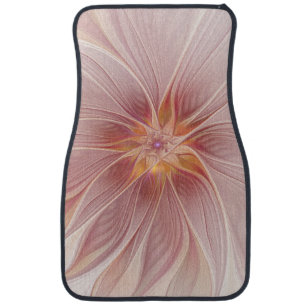 Soft Pink Floral Dream Abstract Fractal Art Flower Car Mat