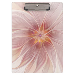 Soft Pink Floral Dream Abstract Fractal Art Flower Clipboard