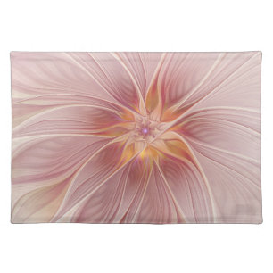 Soft Pink Floral Dream Abstract Fractal Art Flower Cloth Placemat