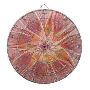 Soft Pink Floral Dream Abstract Fractal Art Flower Dart Board