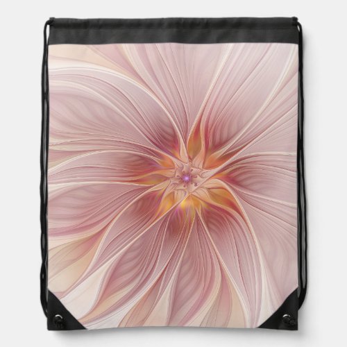 Soft Pink Floral Dream Abstract Fractal Art Flower Drawstring Bag