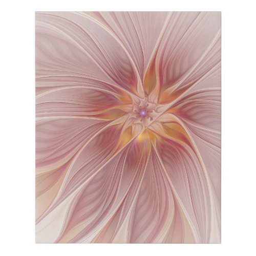Soft Pink Floral Dream Abstract Fractal Art Flower Faux Canvas Print