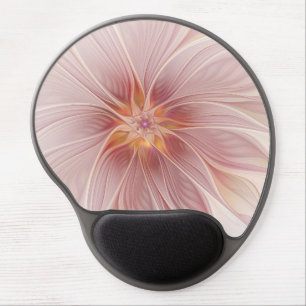 Soft Pink Floral Dream Abstract Fractal Art Flower Gel Mouse Pad