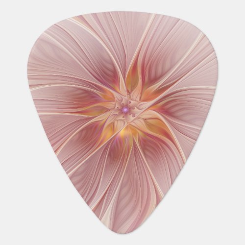 Soft Pink Floral Dream Abstract Fractal Art Flower Guitar Pick