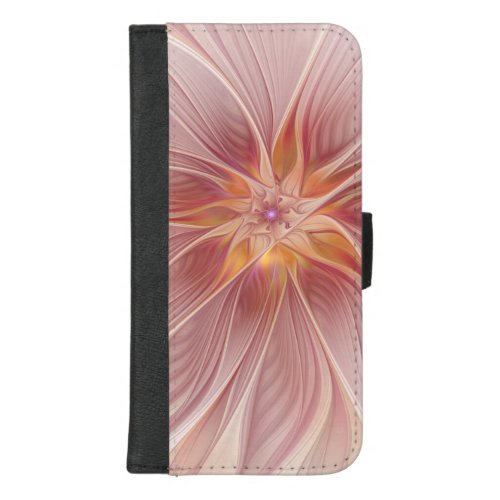 Soft Pink Floral Dream Abstract Fractal Art Flower iPhone 87 Plus Wallet Case