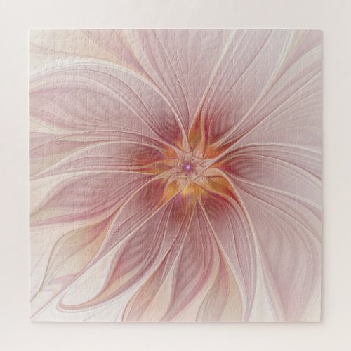 Soft Pink Floral Dream Abstract Fractal Art Flower Jigsaw Puzzle
