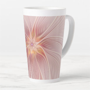 Soft Pink Floral Dream Abstract Fractal Art Flower Latte Mug