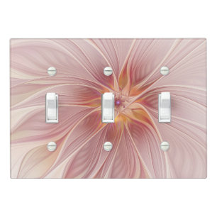 Soft Pink Floral Dream Abstract Fractal Art Flower Light Switch Cover