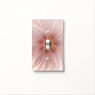 Soft Pink Floral Dream Abstract Fractal Art Flower Light Switch Cover